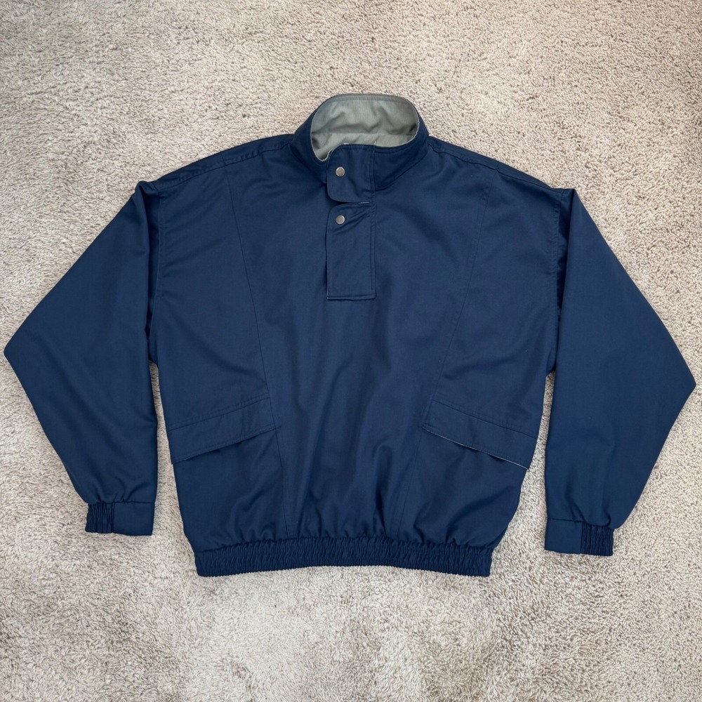 Nicklaus Golf Pullover Jacket Men L Blue Windbreaker 1/4 Zip Snap Button Pocket